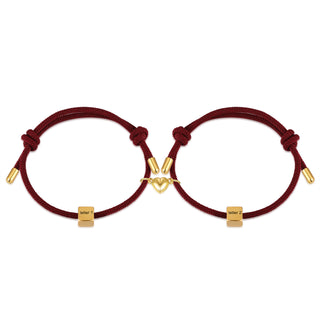 Custom Lettered Stainless Steel Couple Heart Shaped Braided Bracelet