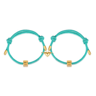 Custom Lettered Stainless Steel Couple Heart Shaped Braided Bracelet