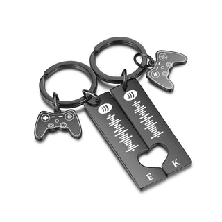 Custom Letter Stainless Steel Couple Keychain