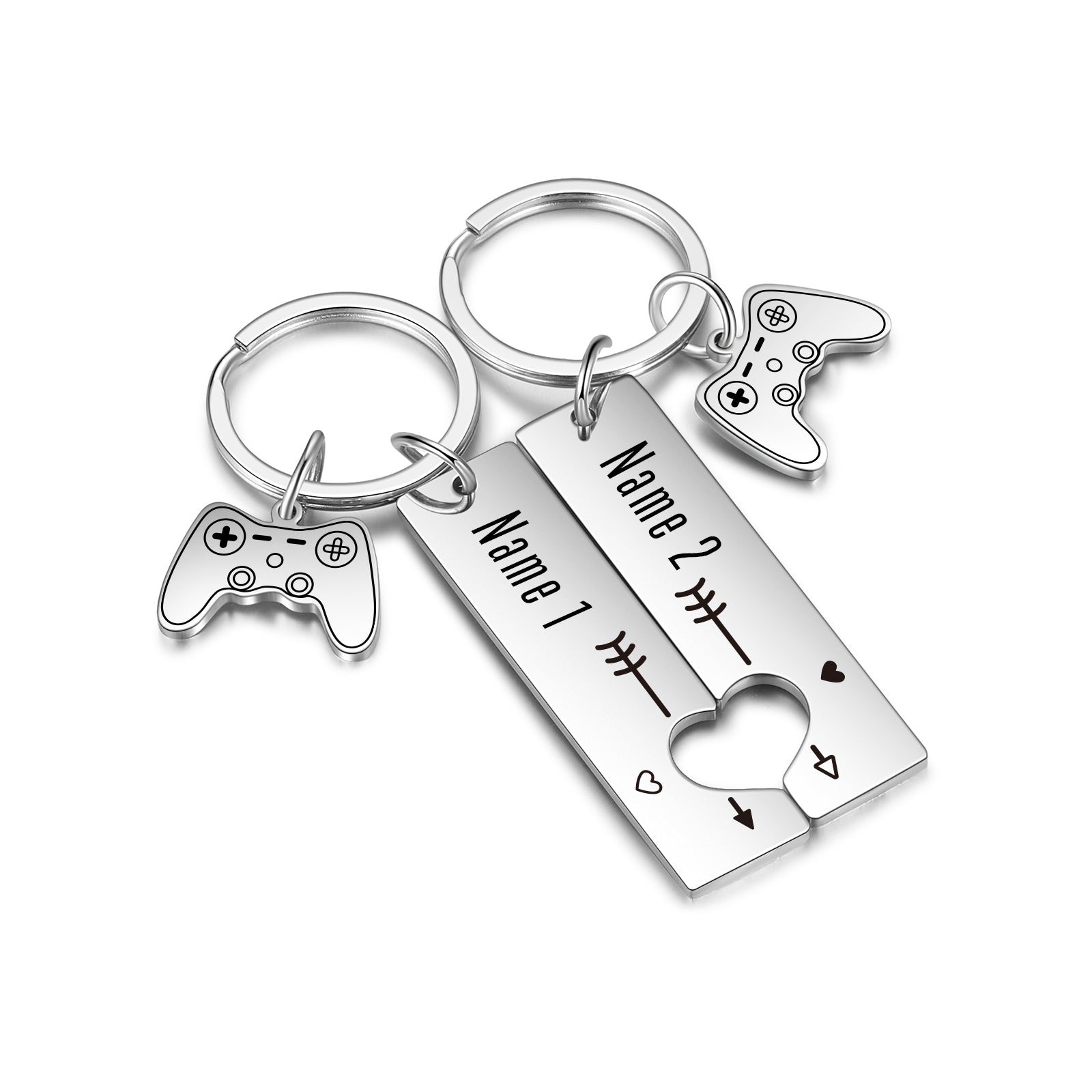 Custom Name Stainless Steel Couple Keychain