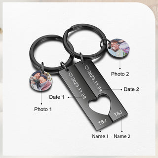 Custom Photo Stainless Steel Couple Keychain