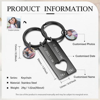 Custom Photo Stainless Steel Couple Keychain