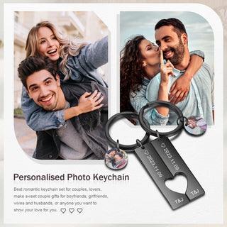 Custom Photo Stainless Steel Couple Keychain