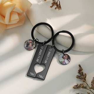 Custom Photo Stainless Steel Couple Keychain