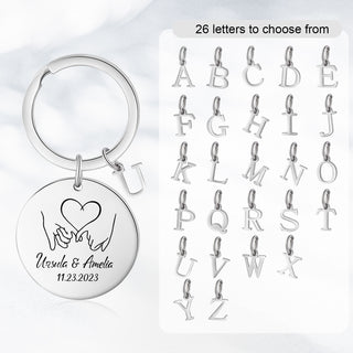 Custom Name Stainless Steel Heart Pattern Couple Keychain