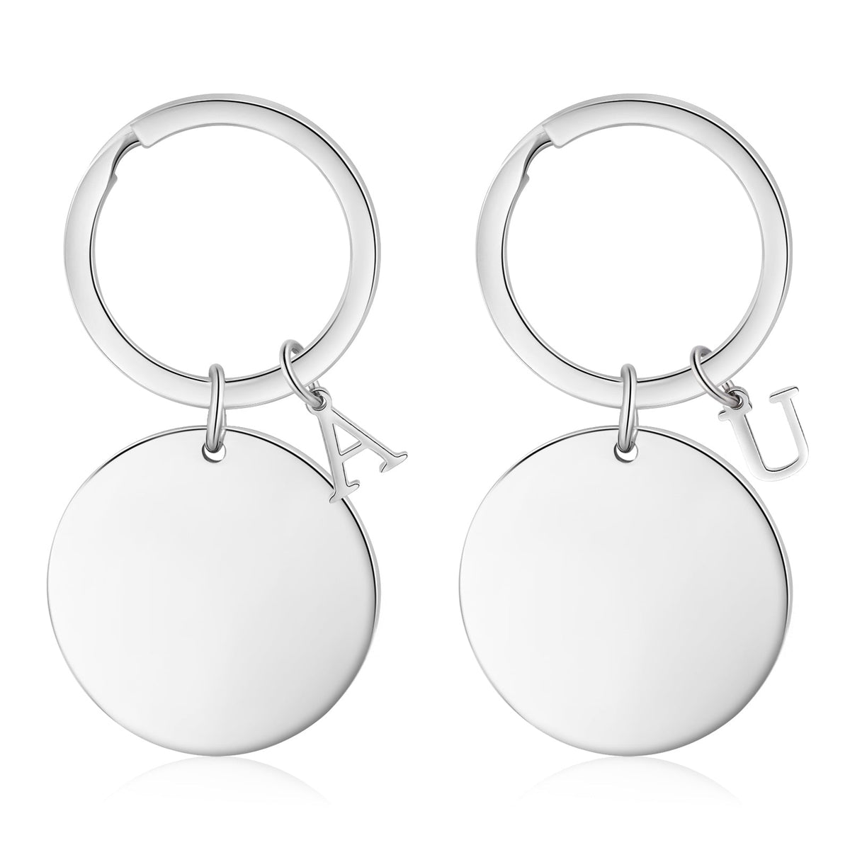 Custom Name Stainless Steel Heart Pattern Couple Keychain