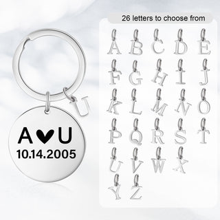 Custom Letter Stainless Steel Heart Pattern Couple Keychain