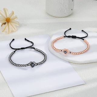 Custom Projection Heart Shaped Couple Bracelet