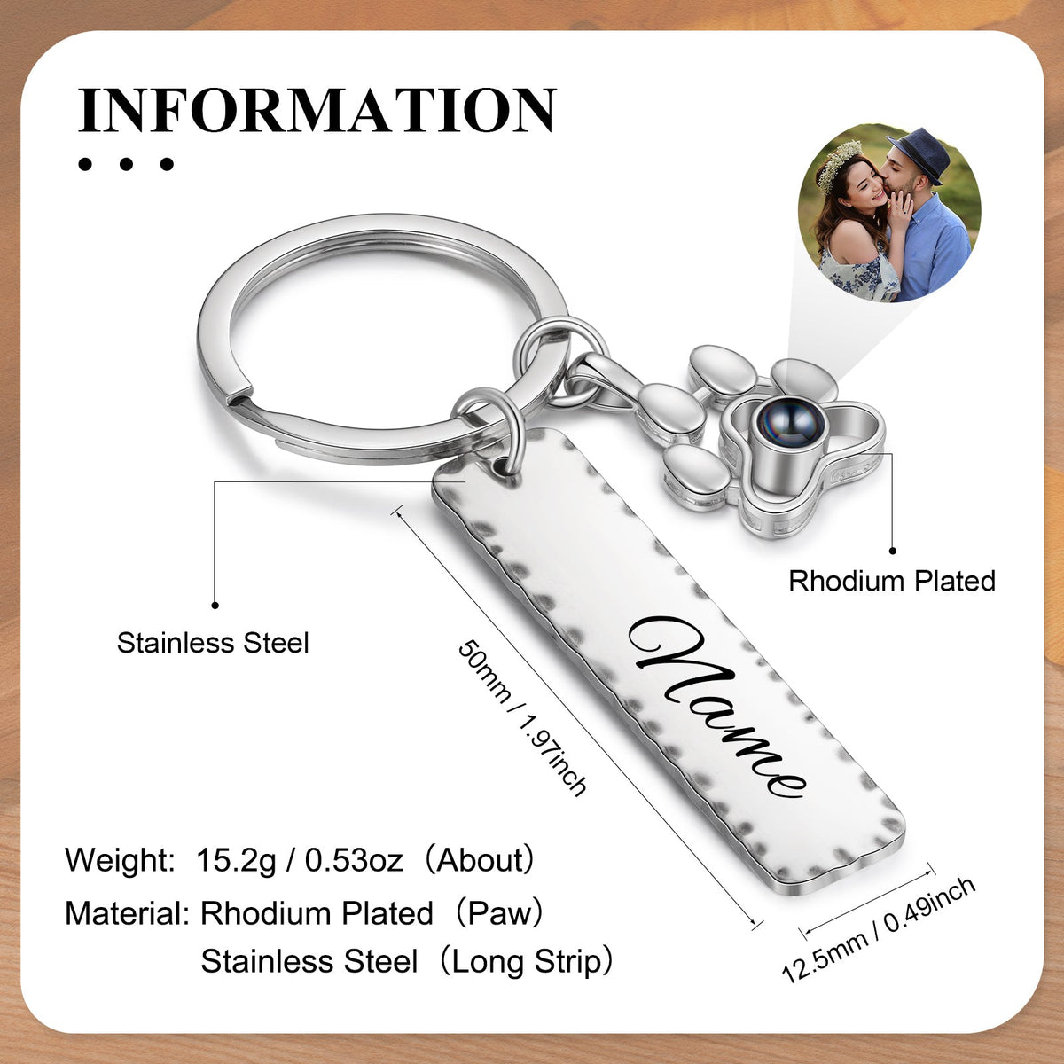 Custom Name Projection Couple Keychain