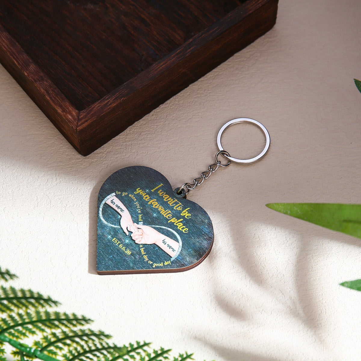 Custom Name Heart Shape Couple Keychain