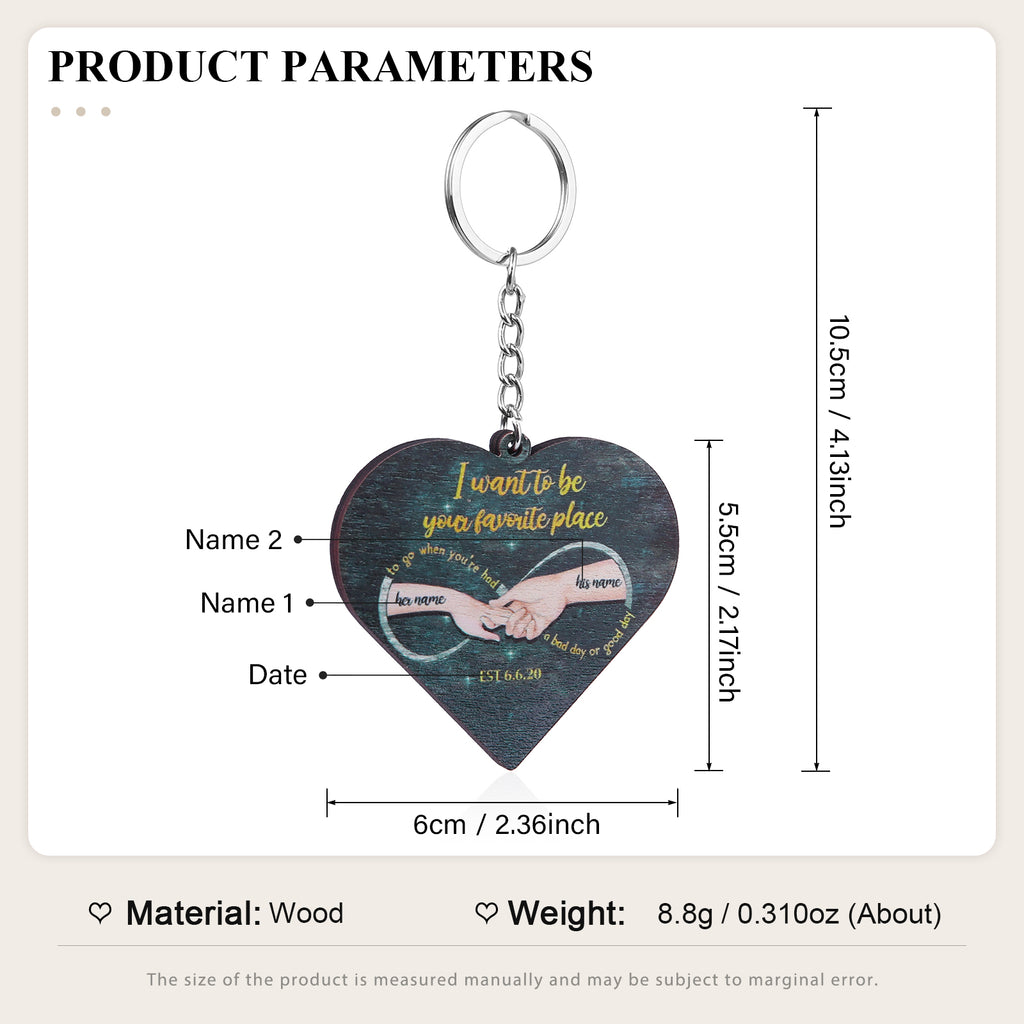 Custom Name Heart Shape Couple Keychain