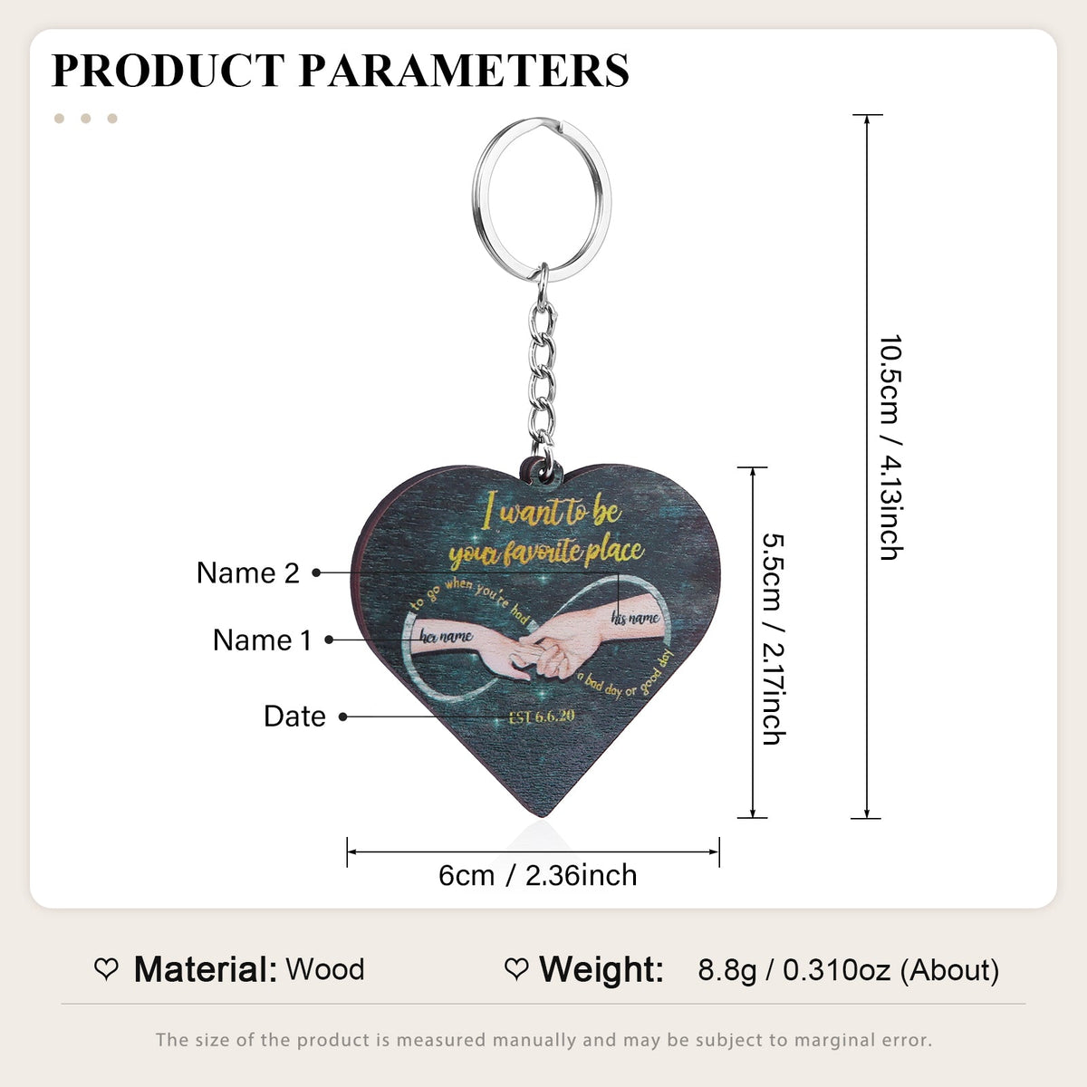 Custom Name Heart Shape Couple Keychain