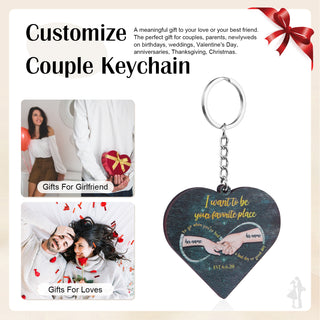 Custom Name Heart Shape Couple Keychain