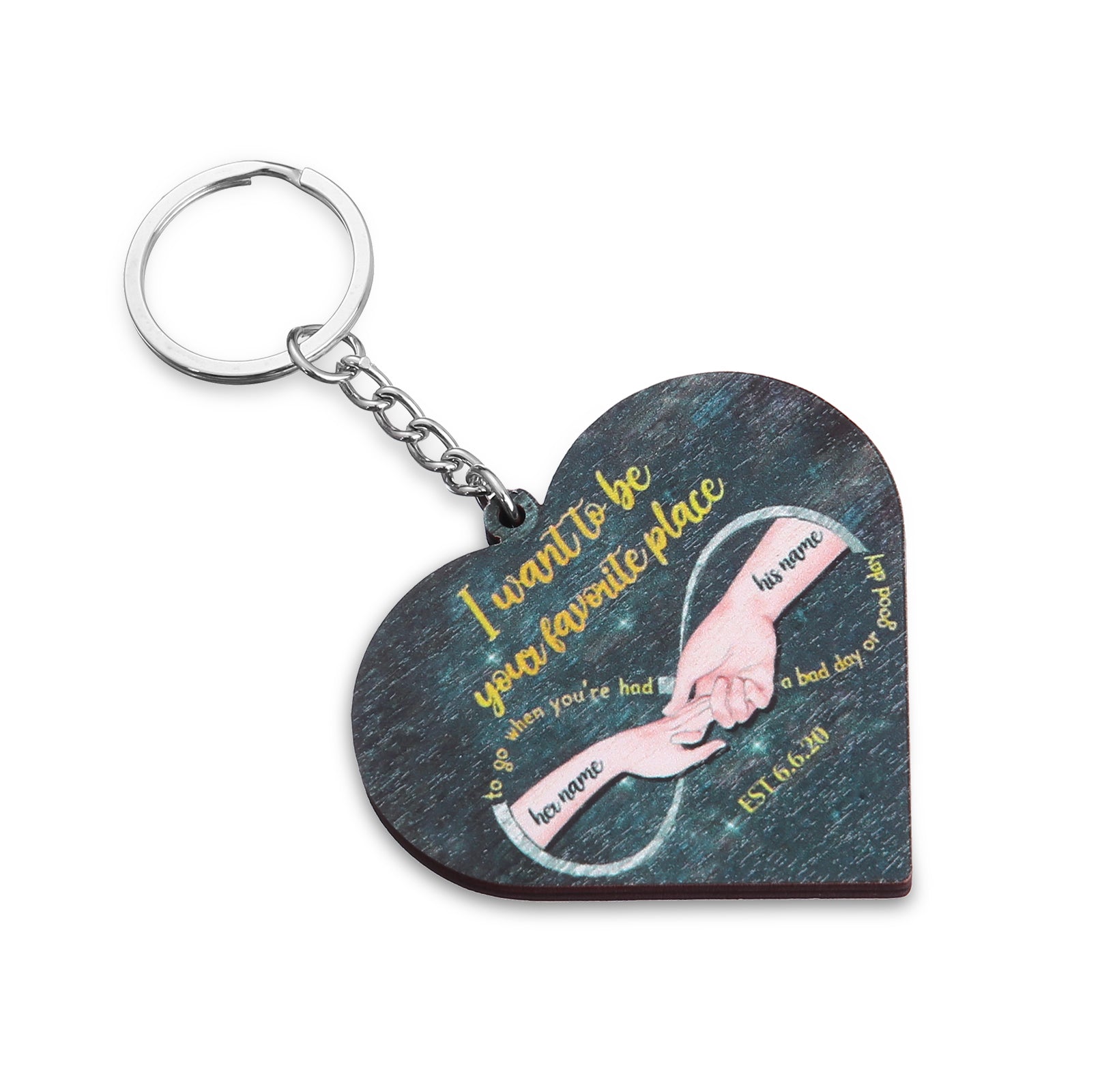 Custom Name Heart Shape Couple Keychain