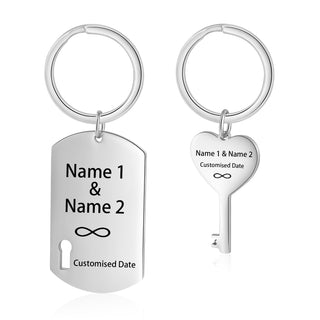 Custom Name Heart Shape Couple Keychain