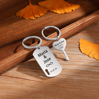 Custom Name Heart Shape Couple Keychain