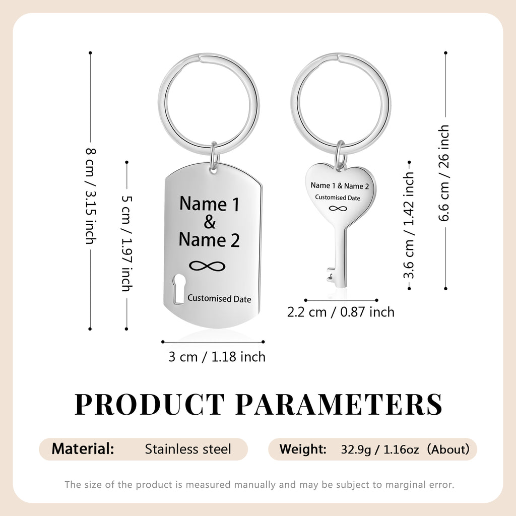 Custom Name Heart Shape Couple Keychain