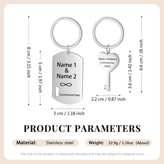 Custom Name Heart Shape Couple Keychain