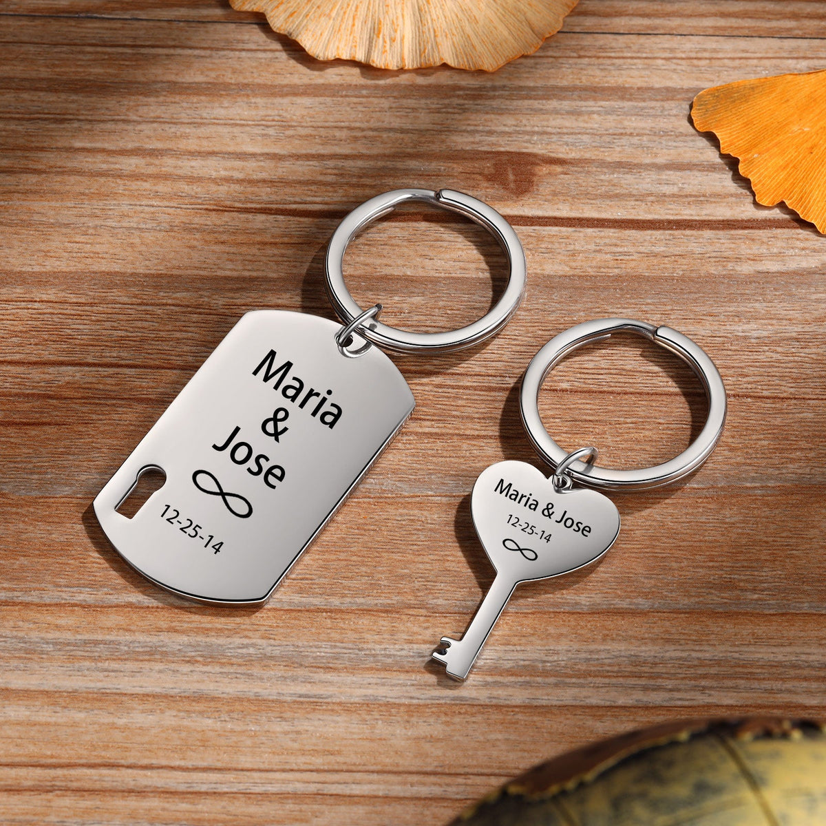 Custom Name Heart Shape Couple Keychain