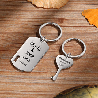 Custom Name Heart Shape Couple Keychain