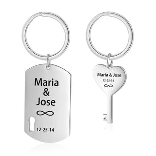 Custom Name Heart Shape Couple Keychain