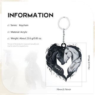 Custom Name Acrylic Valentine Day Keychain Horse Heart Shape Keychain