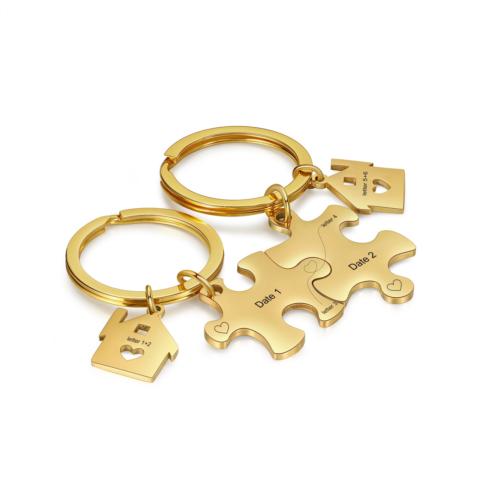 Custom Letter Combination Valentine Day Couple Keychain
