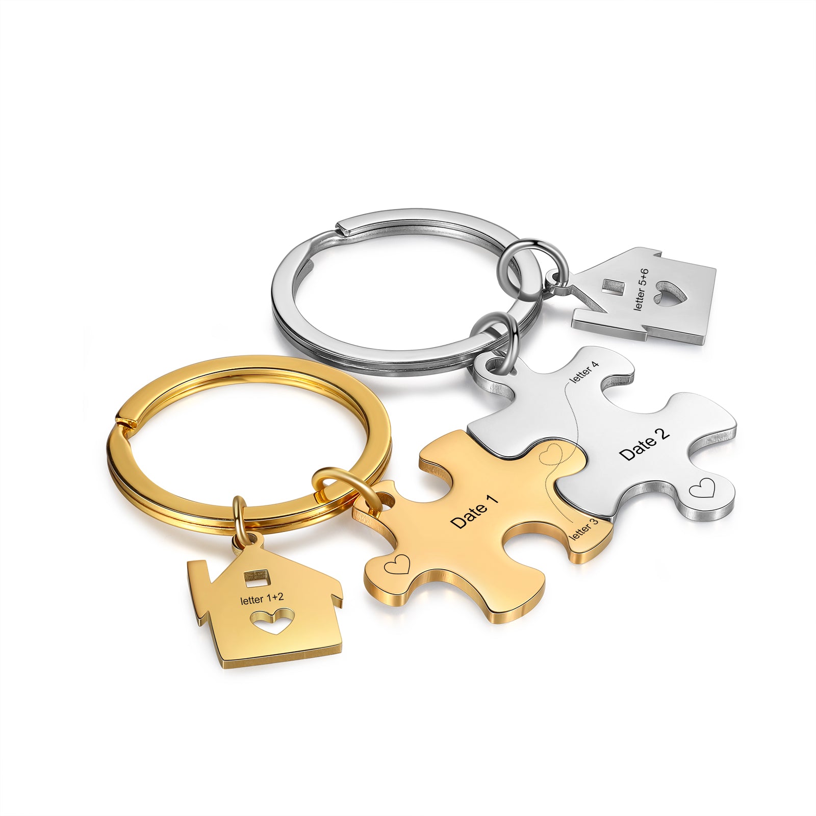 Custom Letter Combination Valentine Day Couple Keychain