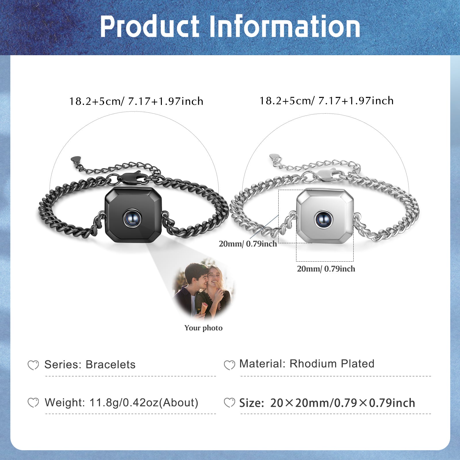 Custom Projection Couple Bracelet