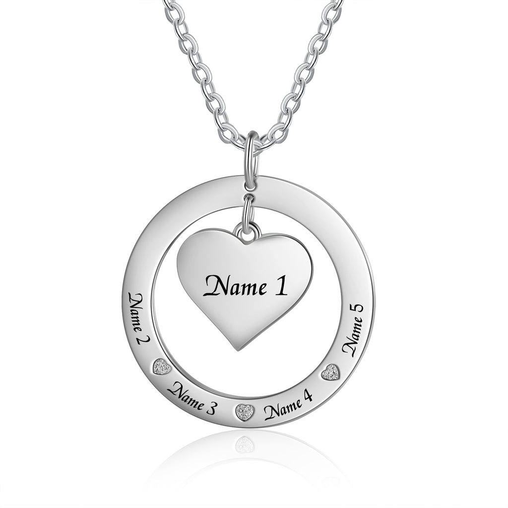 Custom Name Round and Heart Shape Necklace