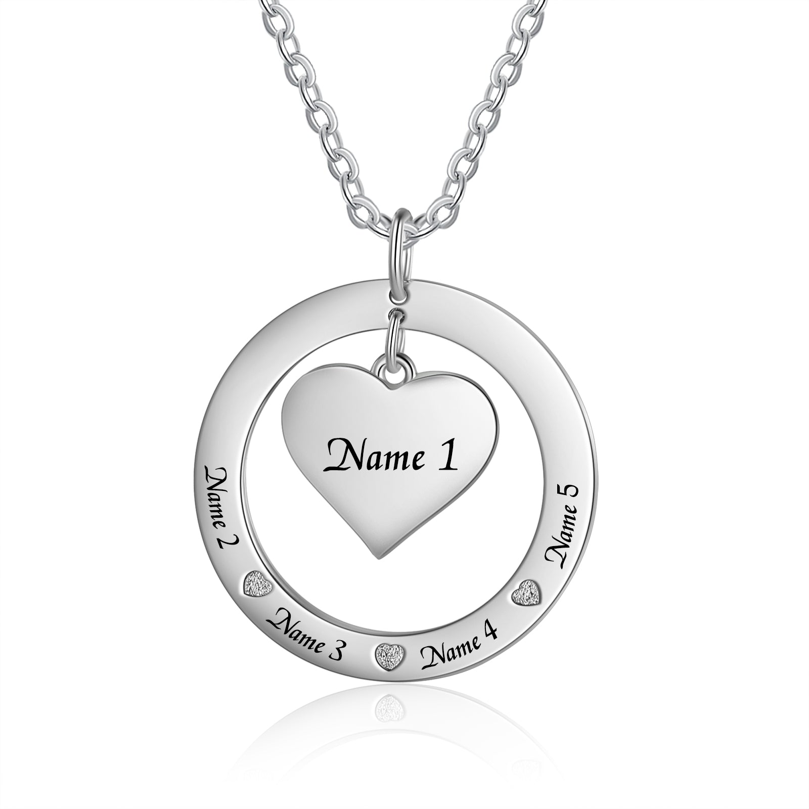 Custom Name Round and Heart Shape Necklace