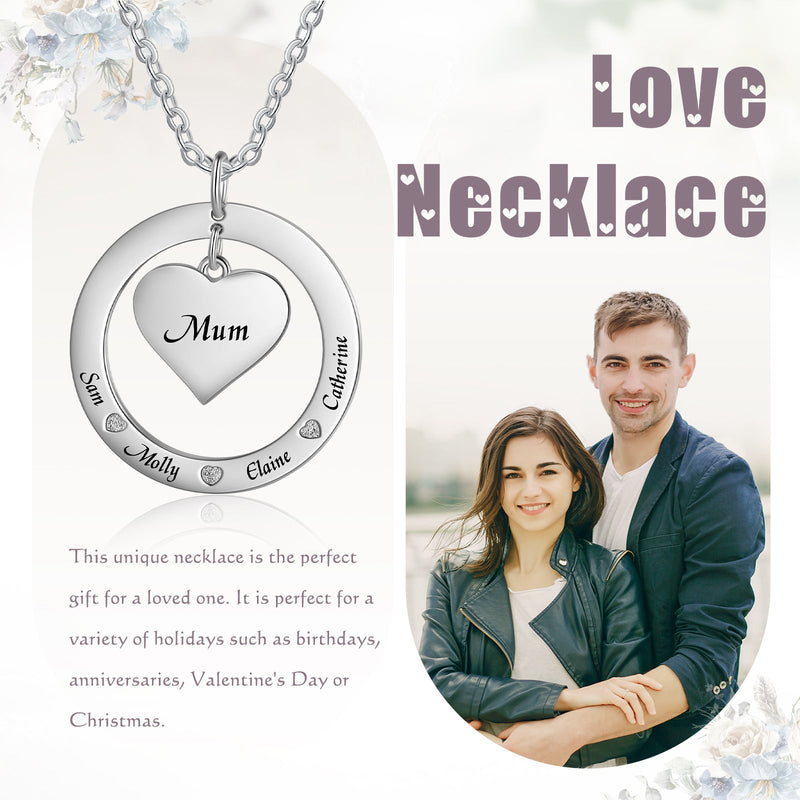 Custom Name Round and Heart Shape Necklace
