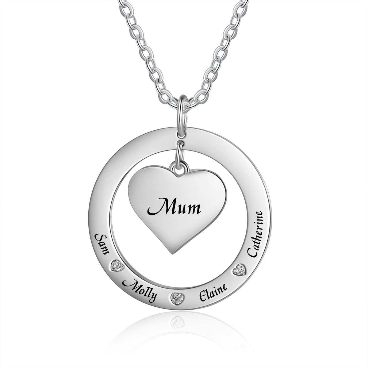 Custom Name Round and Heart Shape Necklace