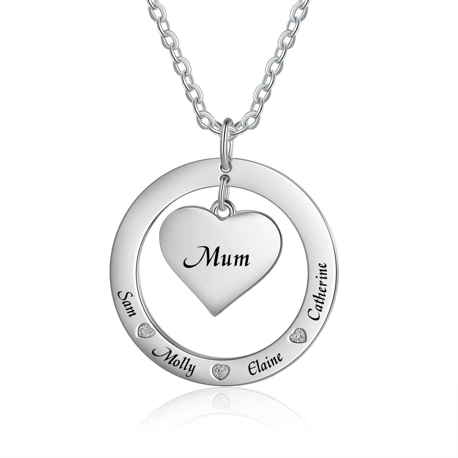 Custom Name Round and Heart Shape Necklace