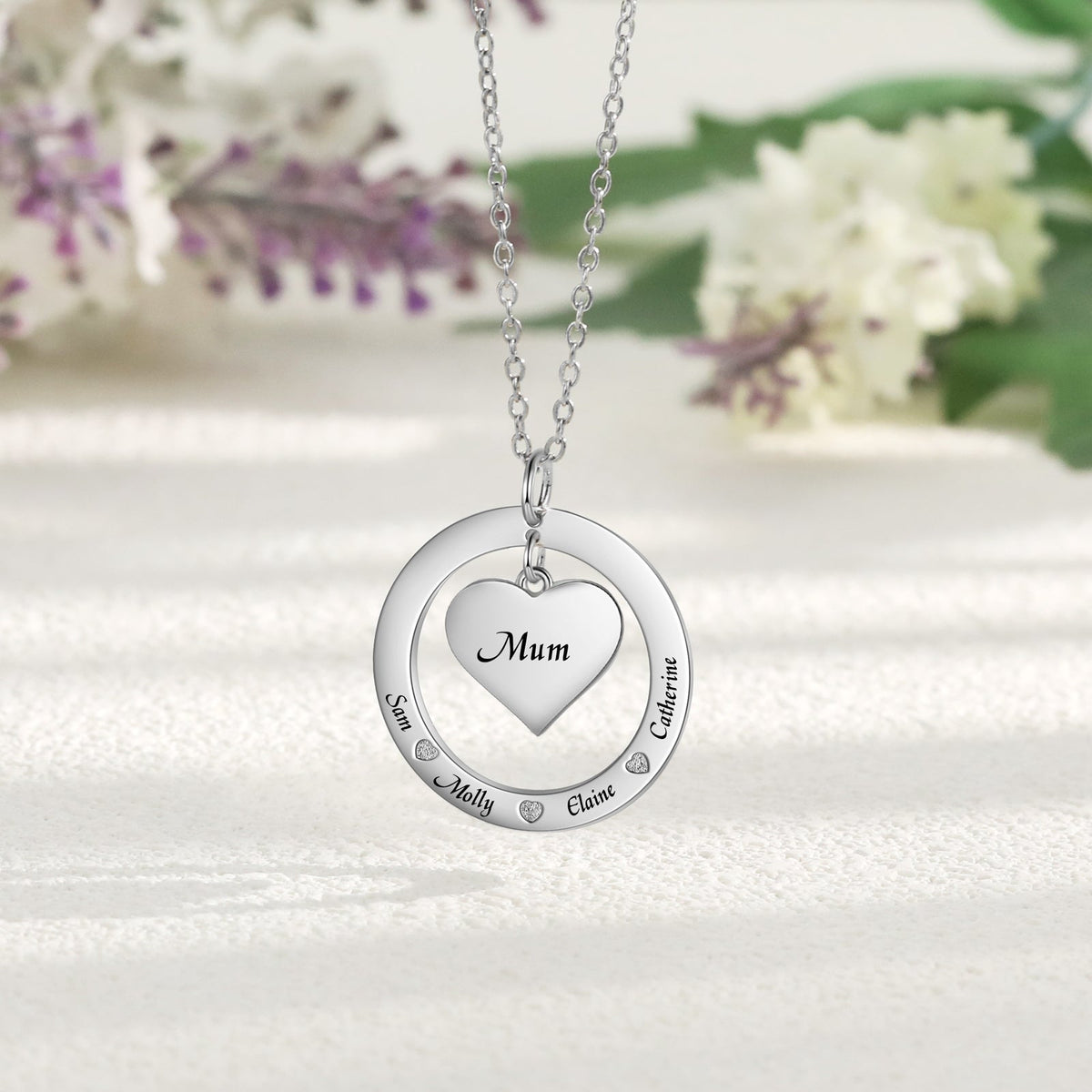 Custom Name Round and Heart Shape Necklace