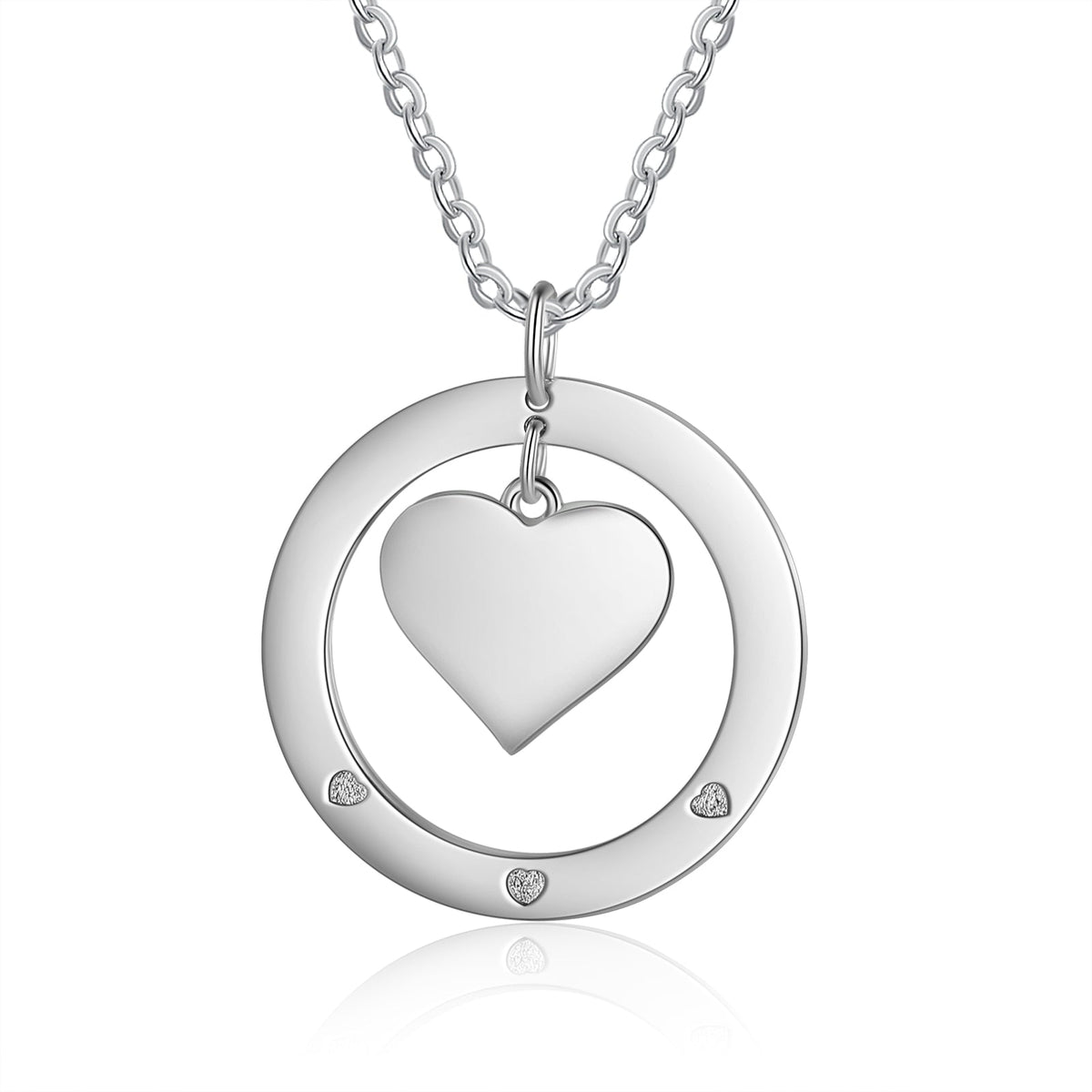 Custom Name Round and Heart Shape Necklace