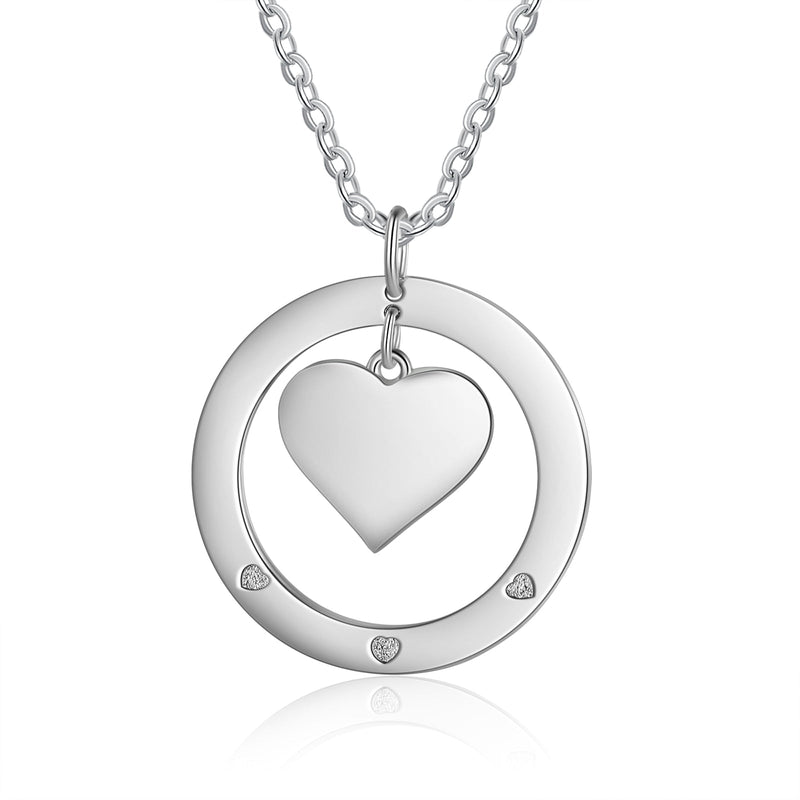 Custom Name Round and Heart Shape Necklace