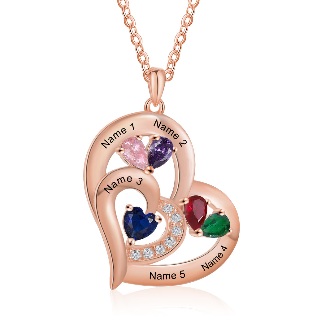 Custom Birthstone Heart Shape Copper Necklace
