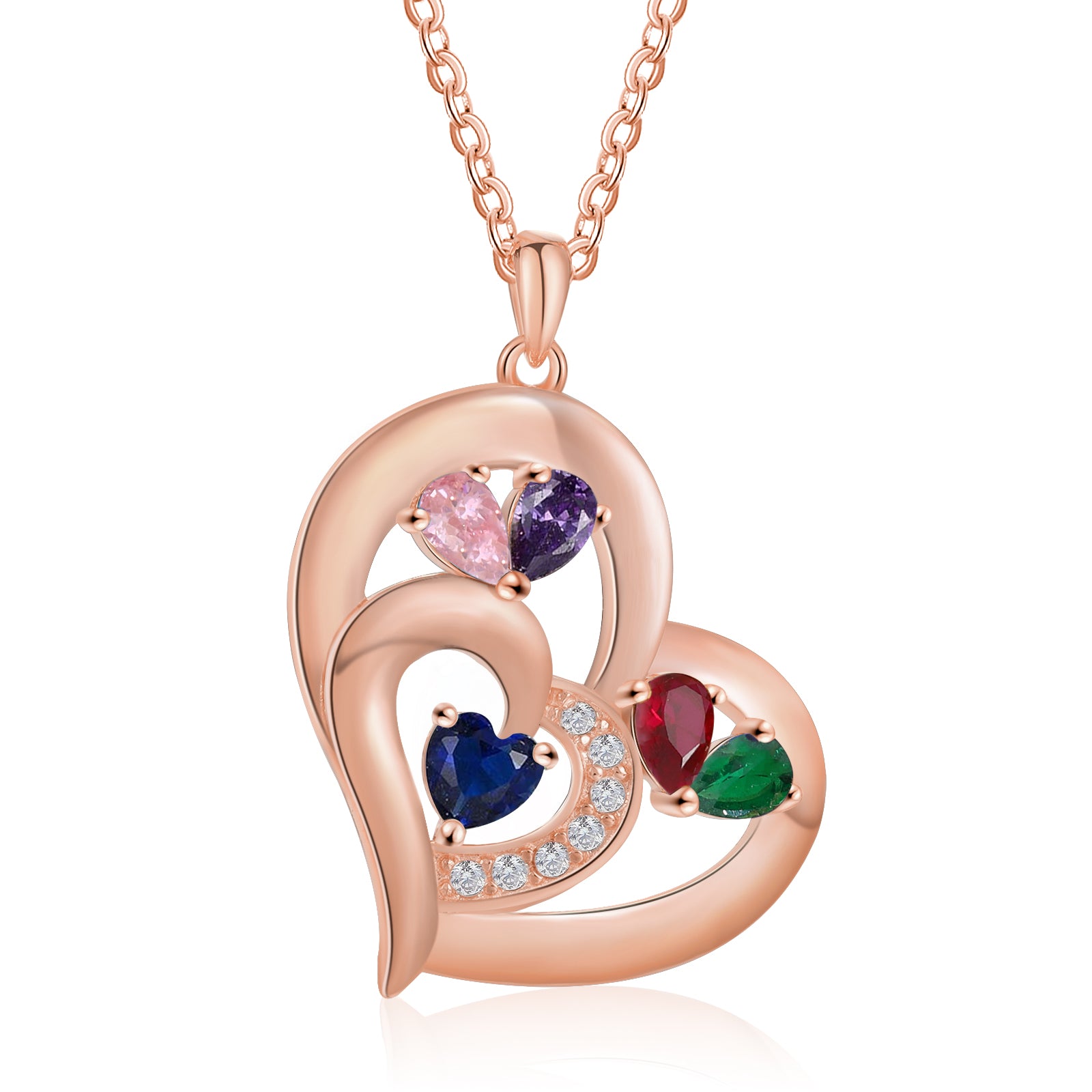 Custom Birthstone Heart Shape Copper Necklace