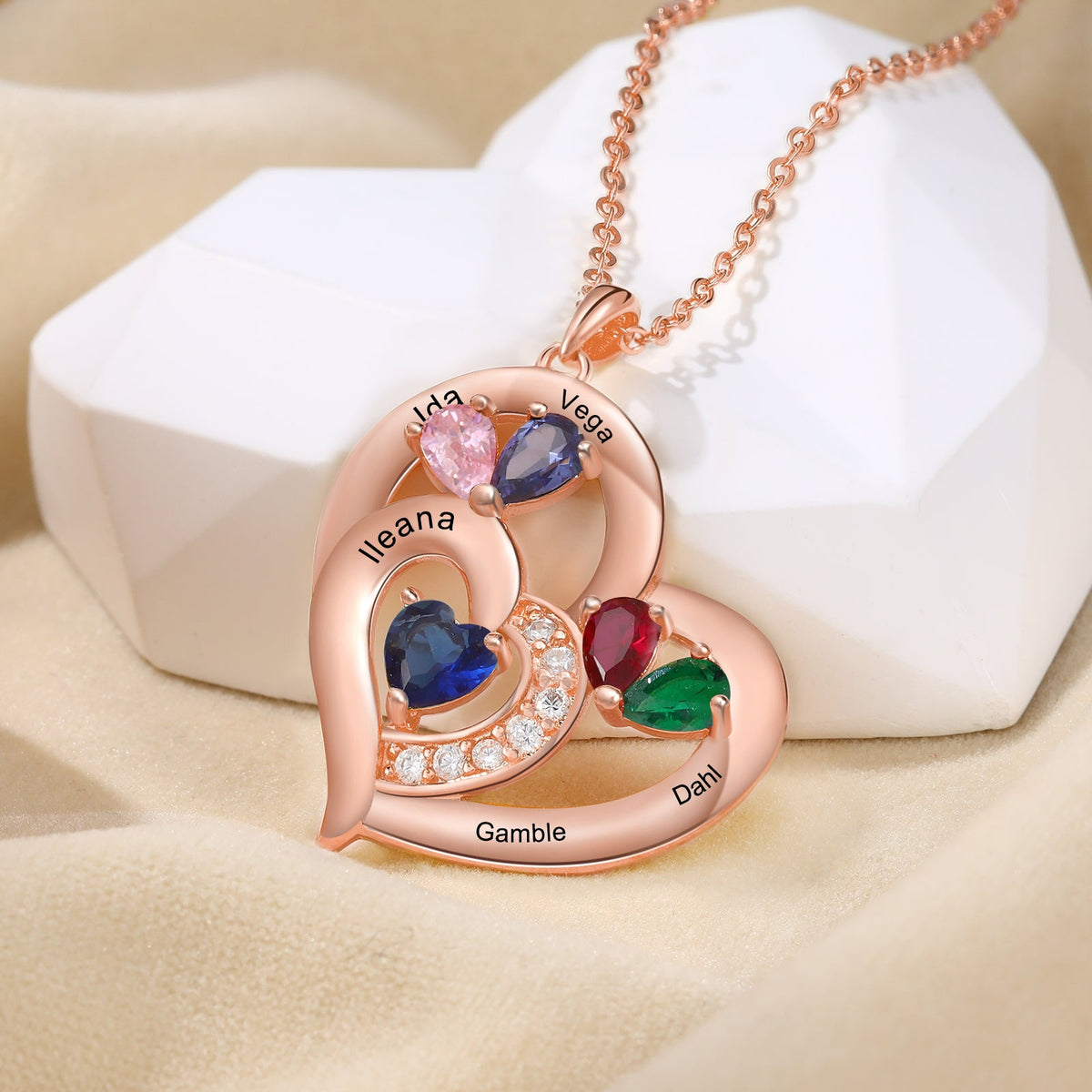 Custom Birthstone Heart Shape Copper Necklace