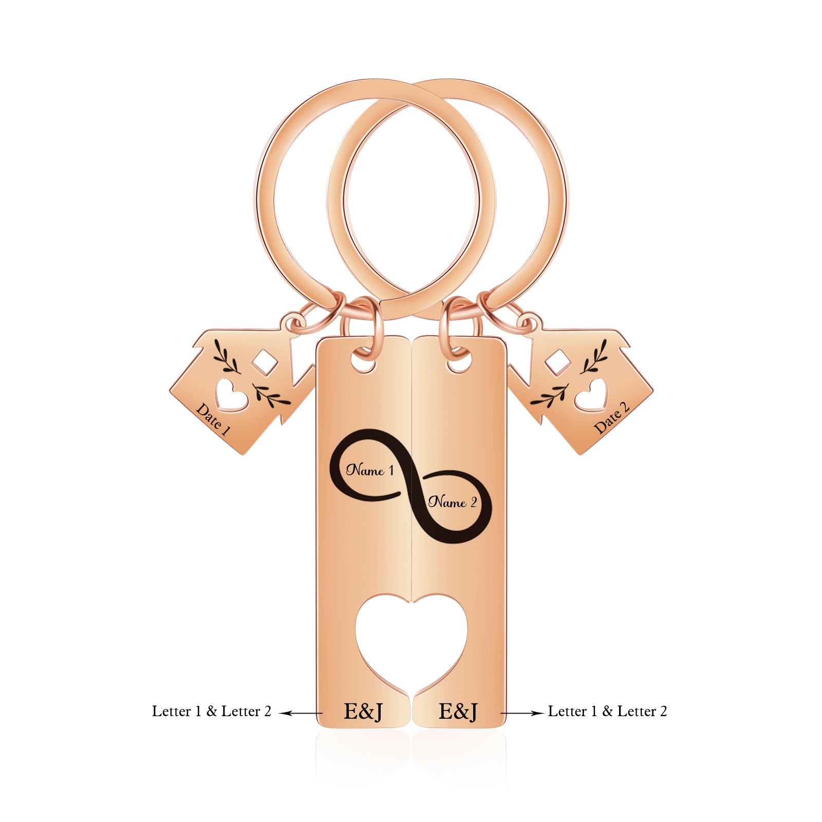 Custom Name Eight Shaped Combination Couple Keychain