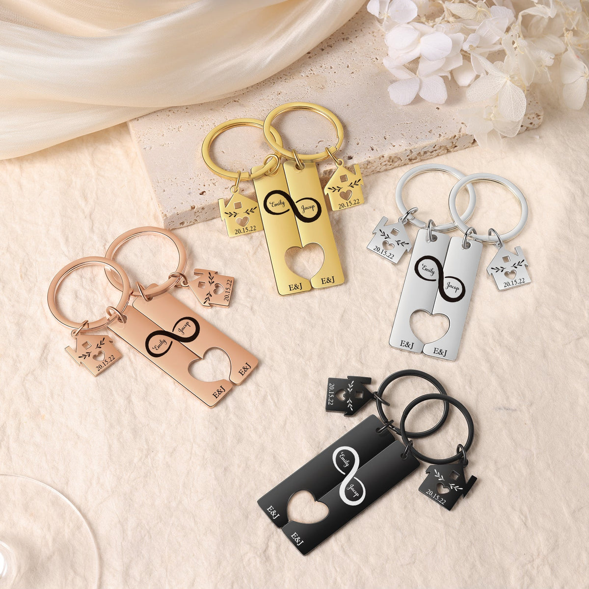 Custom Name Eight Shaped Combination Couple Keychain