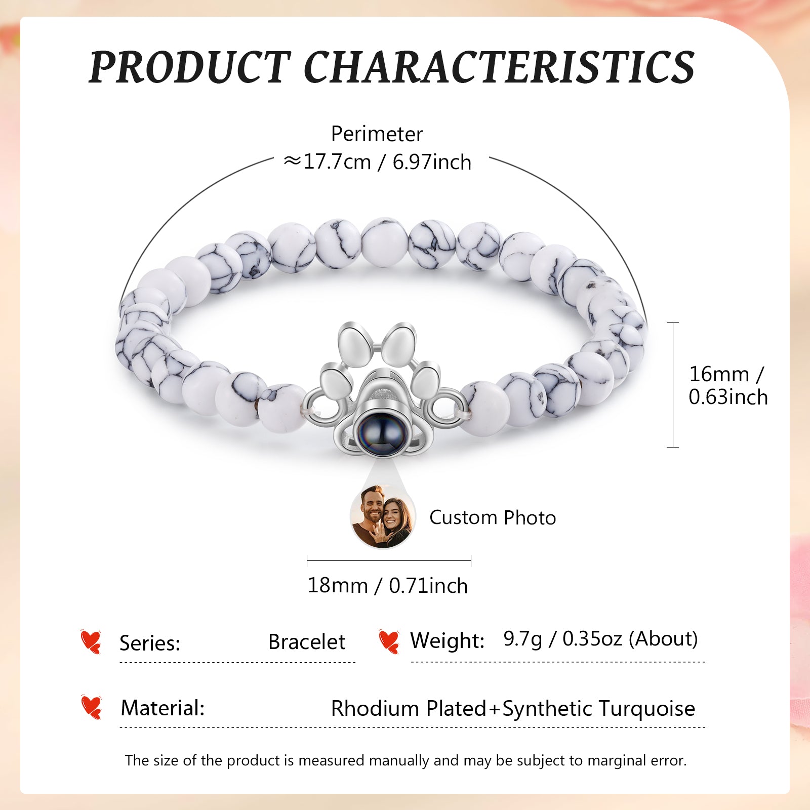 Custom Photo Bead Projection Bracelet