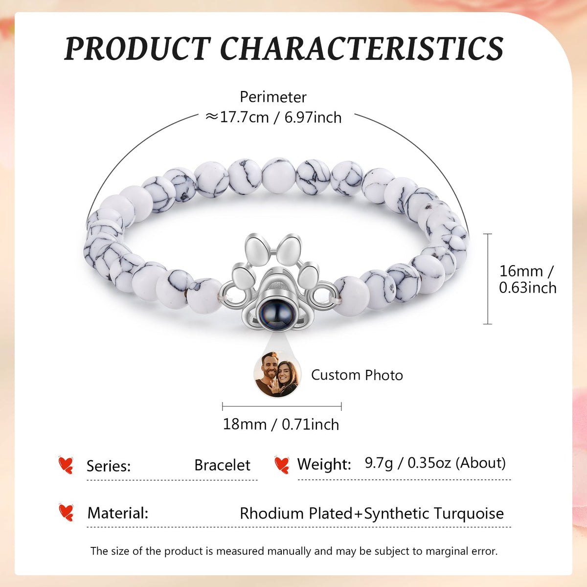 Custom Photo Bead Projection Bracelet