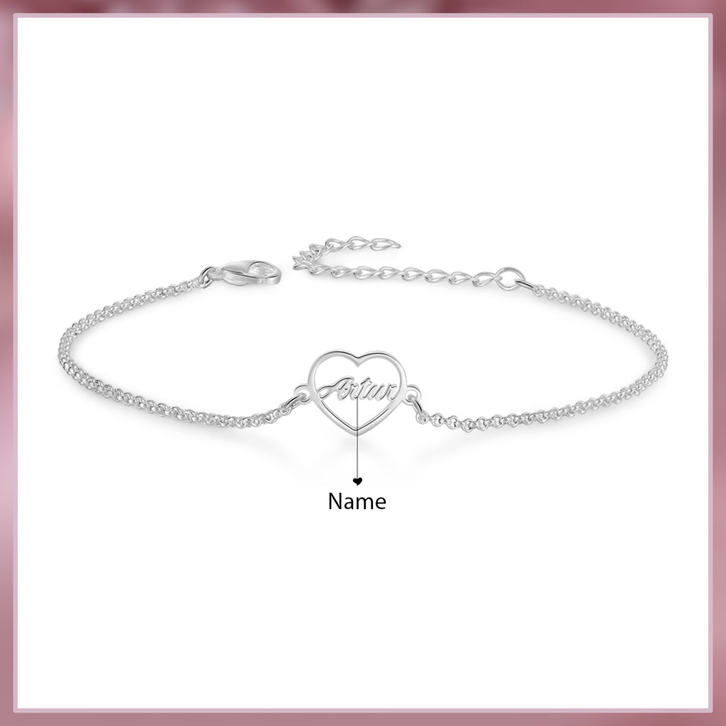 Custom Name Heart Shaped Bracelet for Women
