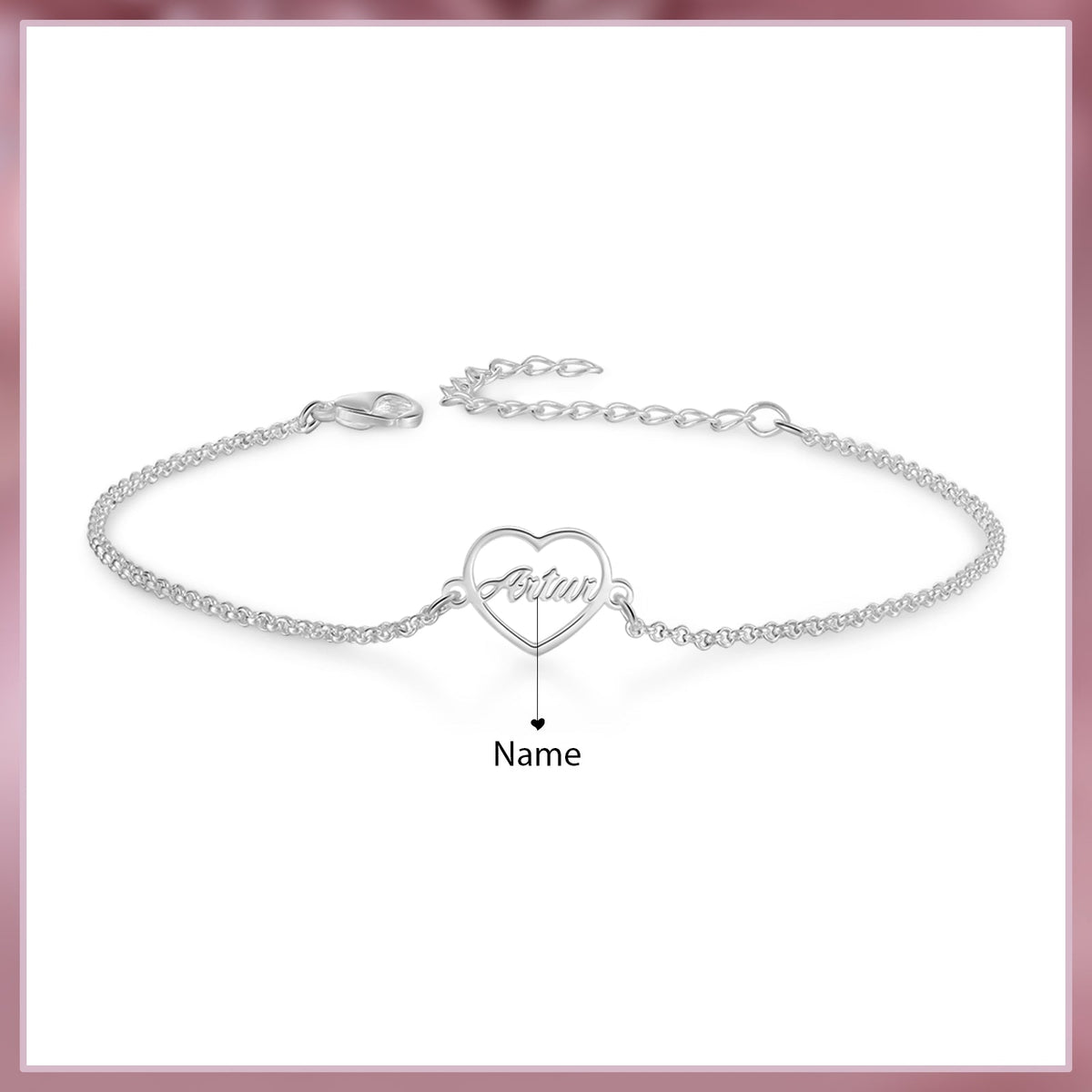 Custom Name Heart Shaped Bracelet for Women