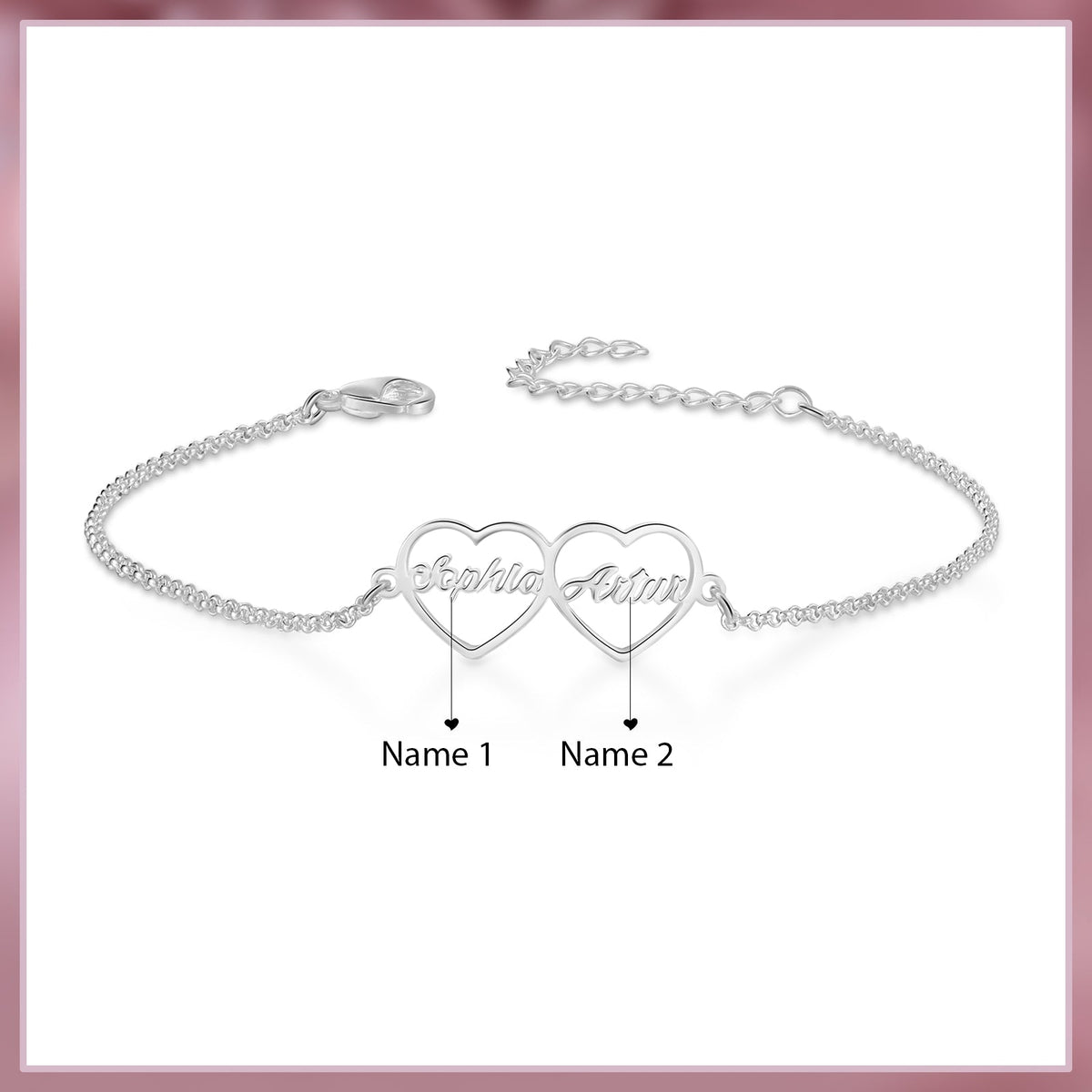 Custom Name Heart Shaped Bracelet for Women