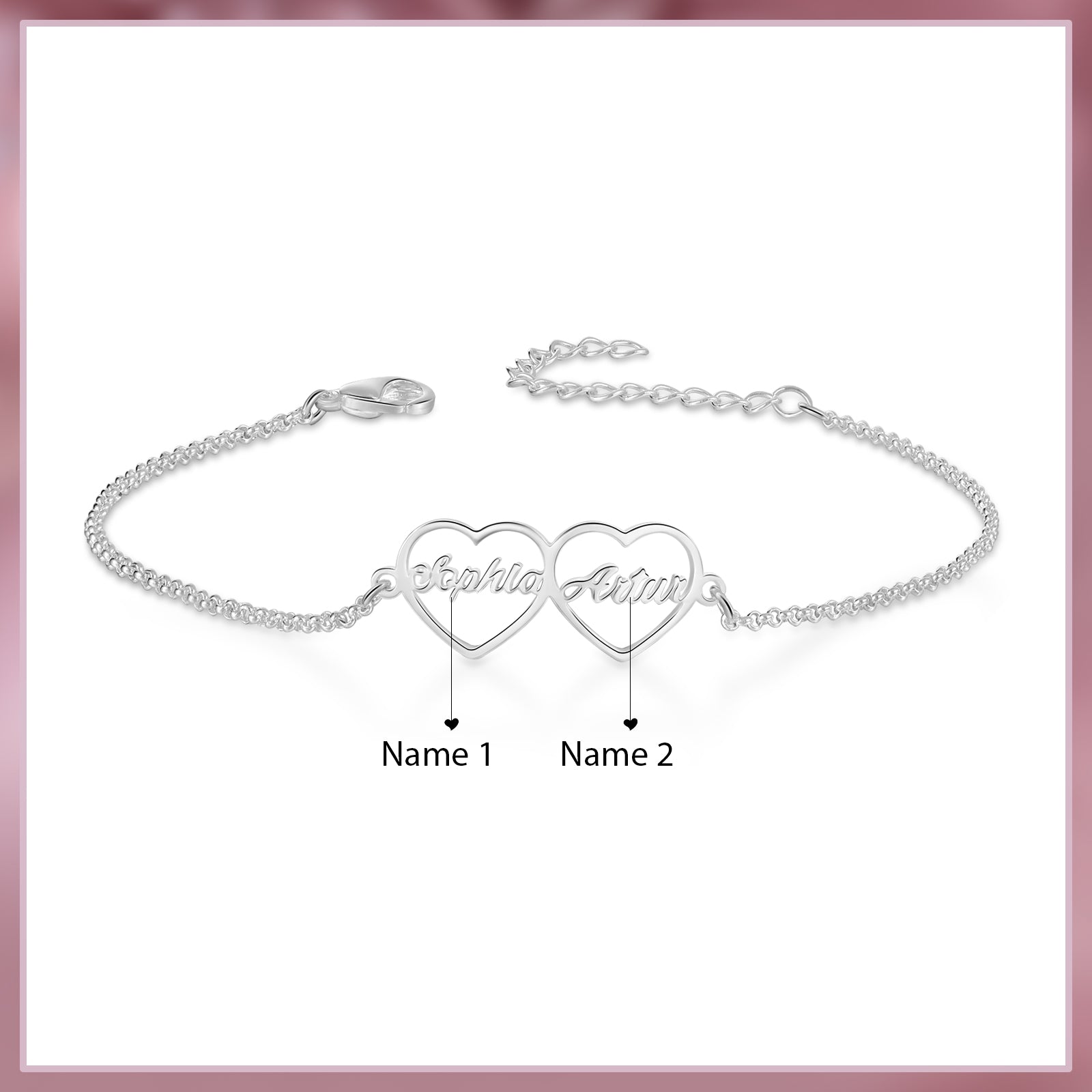 Custom Name Heart Shaped Bracelet for Women