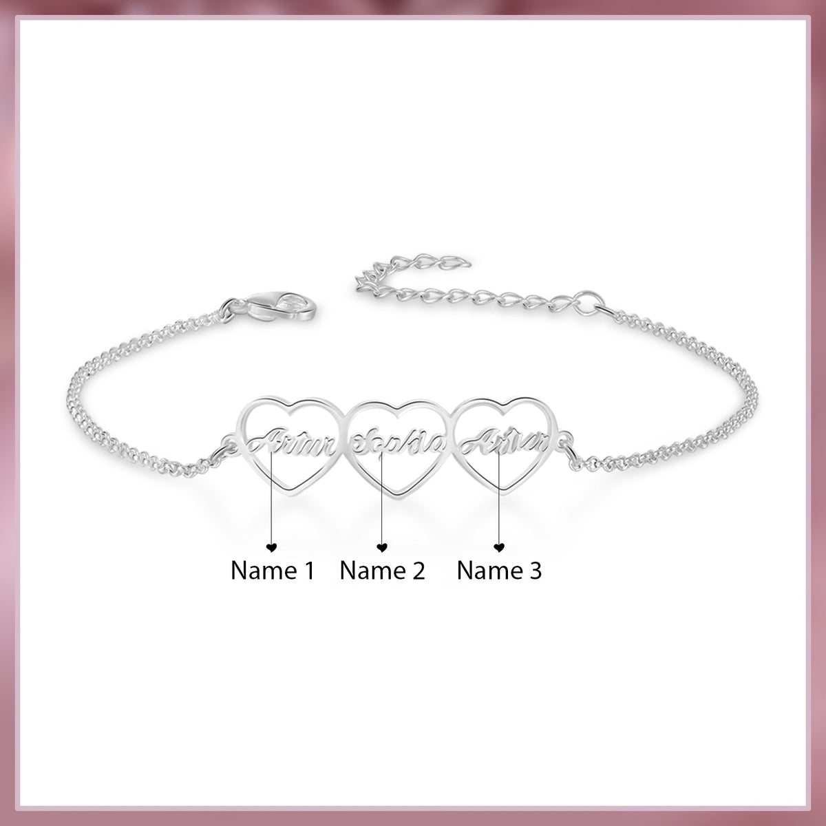 Custom Name Heart Shaped Bracelet for Women