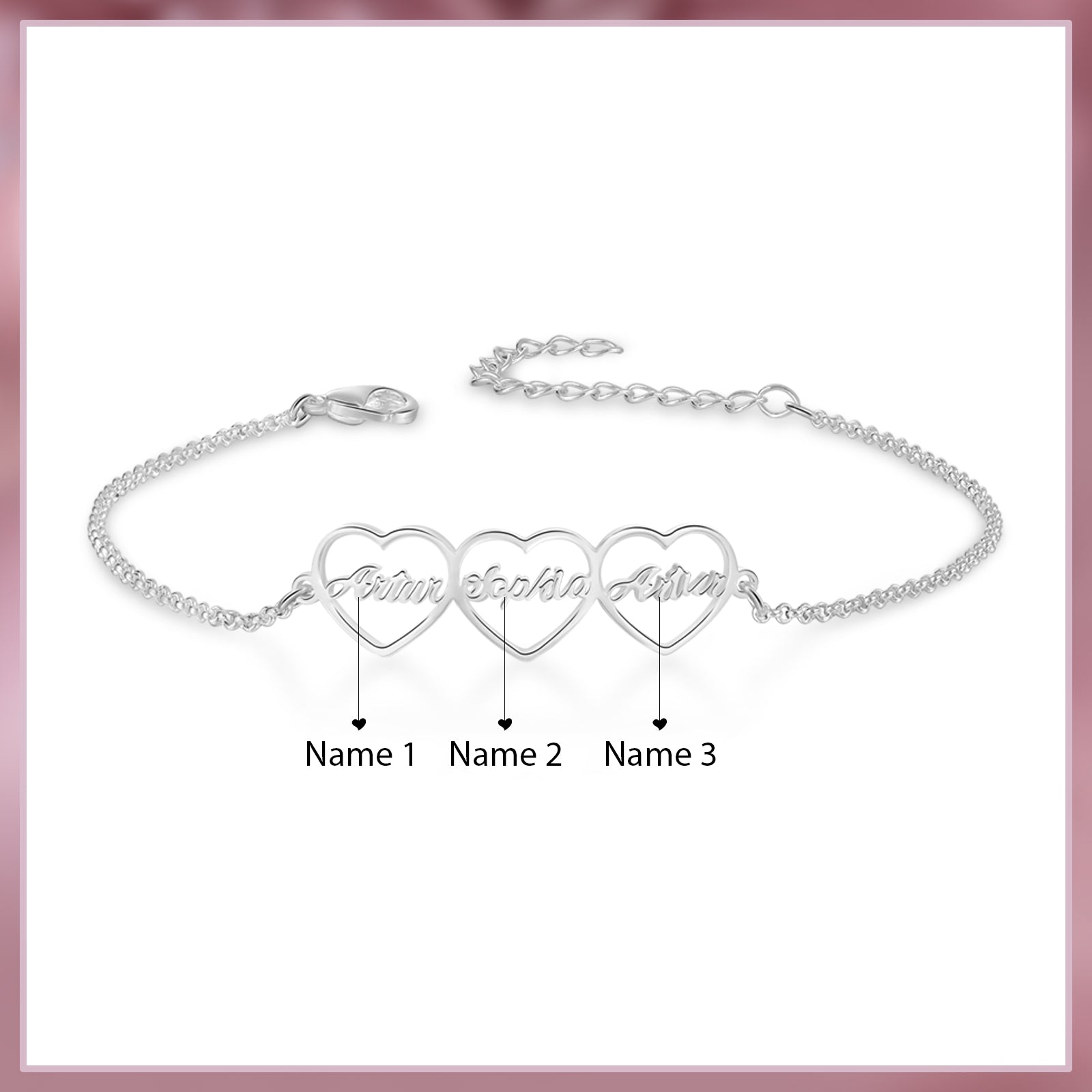 Custom Name Heart Shaped Bracelet for Women